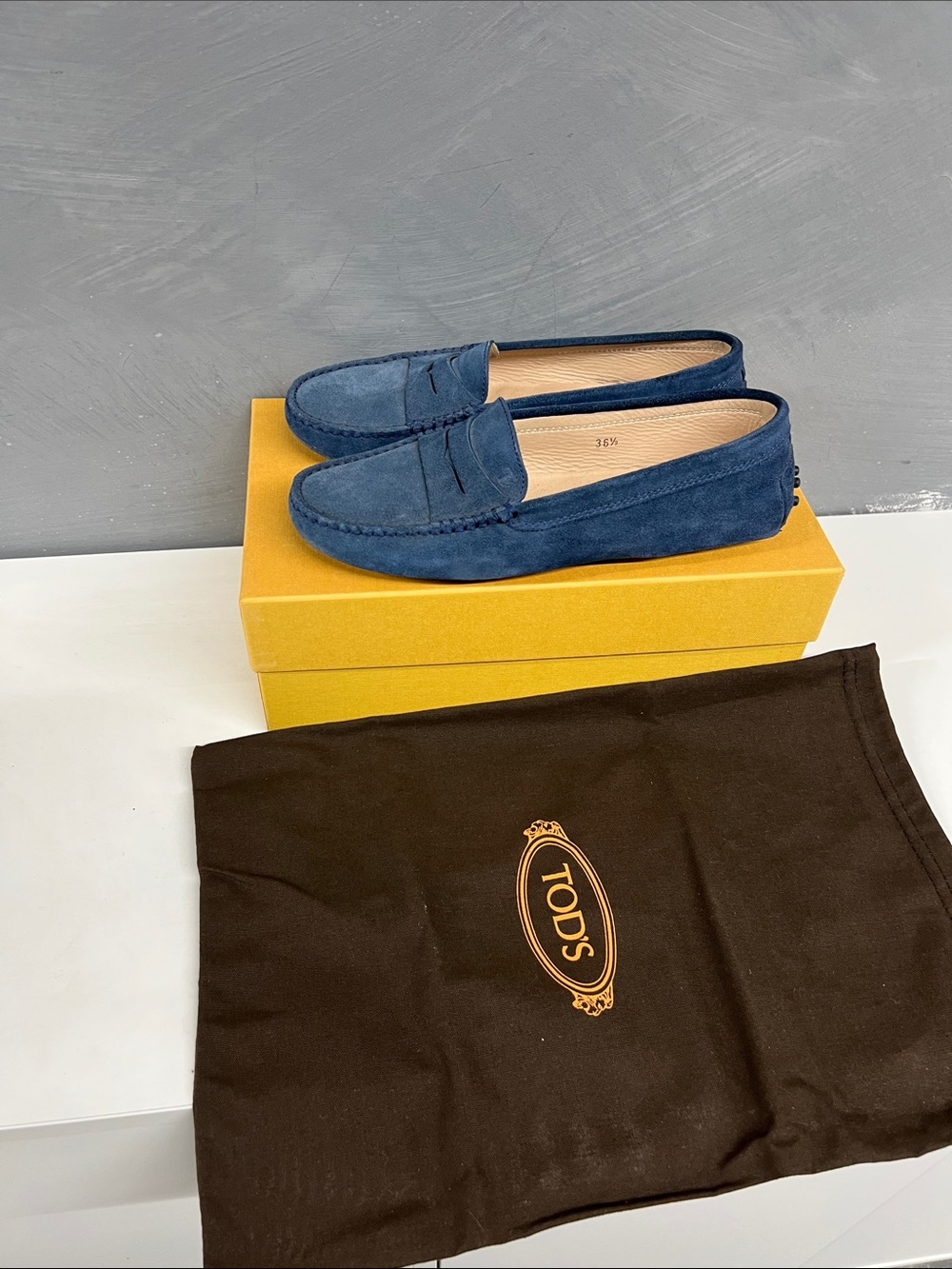 Tod's Blue Suede Driving Loafers